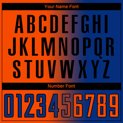 Custom Royal Orange-Black Sublimation Gradient Fashion Soccer Uniform Jersey