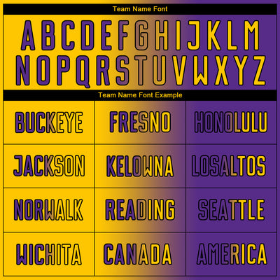 Custom Purple Yellow-Black Sublimation Gradient Fashion Soccer Uniform Jersey