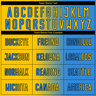 Custom Powder Blue Yellow-Black Sublimation Gradient Fashion Soccer Uniform Jersey