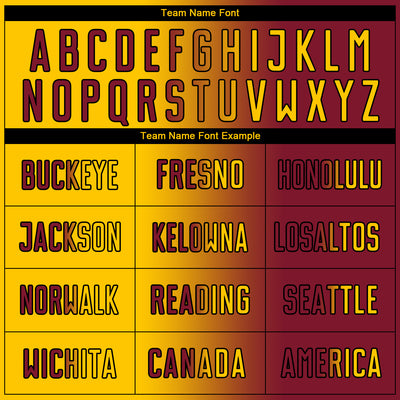 Custom Crimson Yellow-Black Sublimation Gradient Fashion Soccer Uniform Jersey