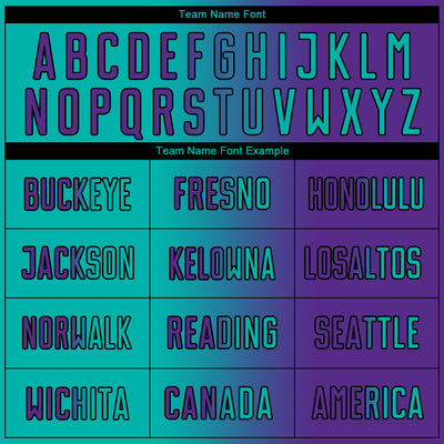 Custom Purple Aqua-Black Sublimation Gradient Fashion Soccer Uniform Jersey