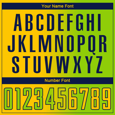 Custom Neon Green Yellow-Navy Sublimation Gradient Fashion Soccer Uniform Jersey