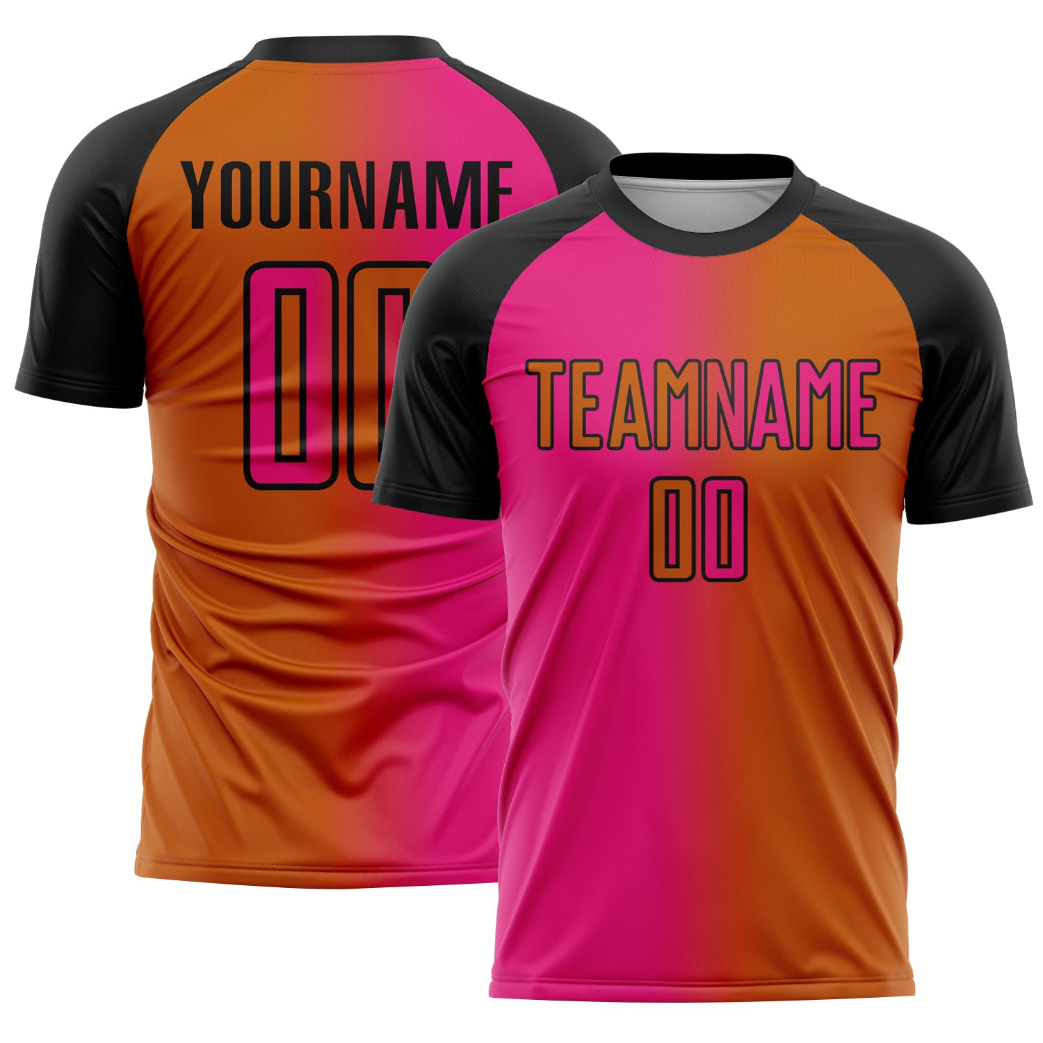 Custom Texas Orange Hot Pink-Black Sublimation Gradient Fashion Soccer Uniform Jersey