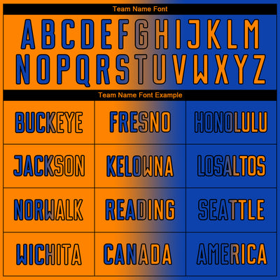 Custom Thunder Blue Bay Orange-Black Sublimation Gradient Fashion Soccer Uniform Jersey