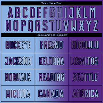 Custom Purple Light Blue-Black Sublimation Gradient Fashion Soccer Uniform Jersey