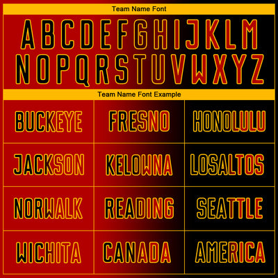 Custom Black Red-Gold Sublimation Gradient Fashion Soccer Uniform Jersey