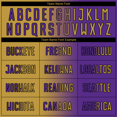 Custom Purple Old Gold-Black Sublimation Gradient Fashion Soccer Uniform Jersey