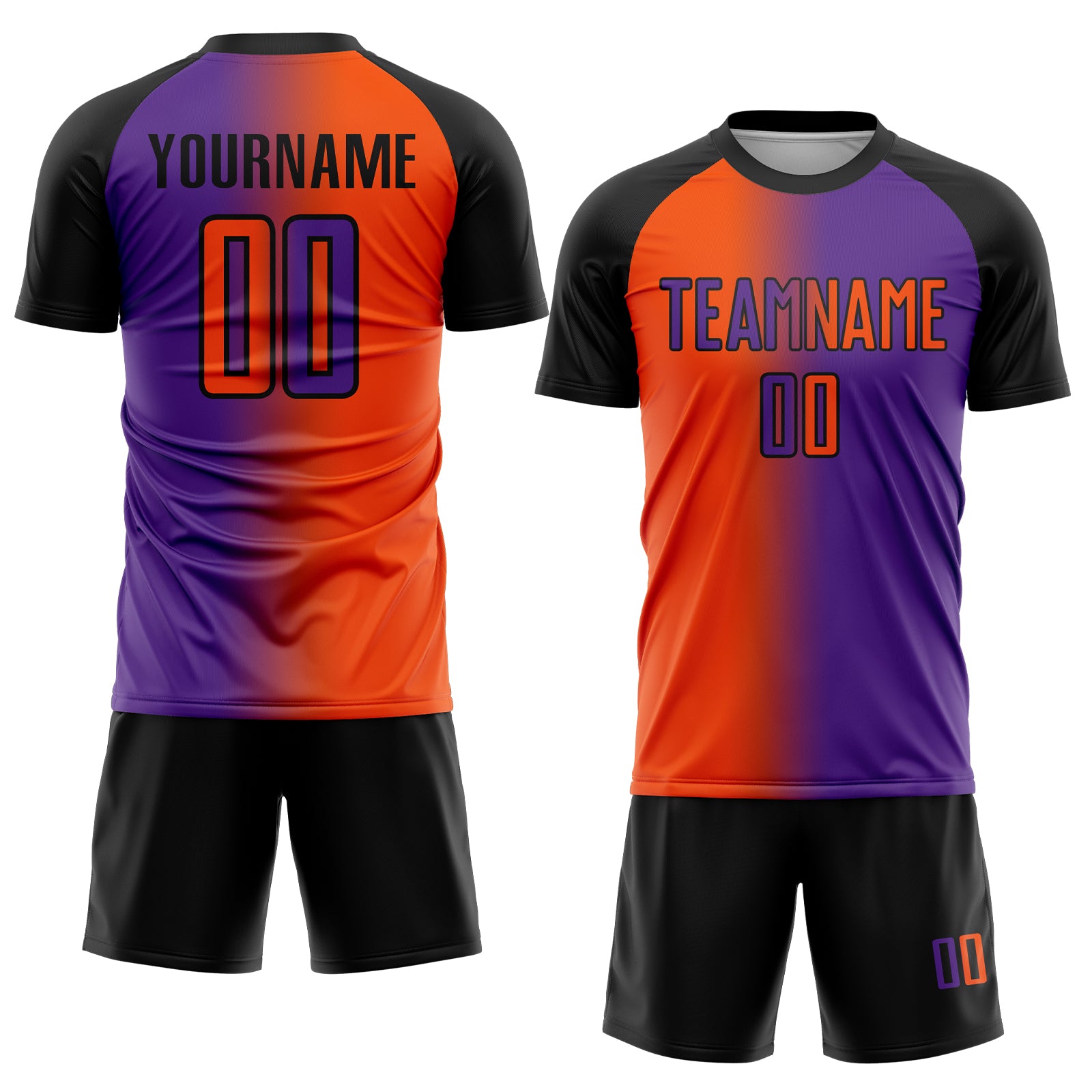 Custom Purple Orange-Black Sublimation Gradient Fashion Soccer Uniform Jersey