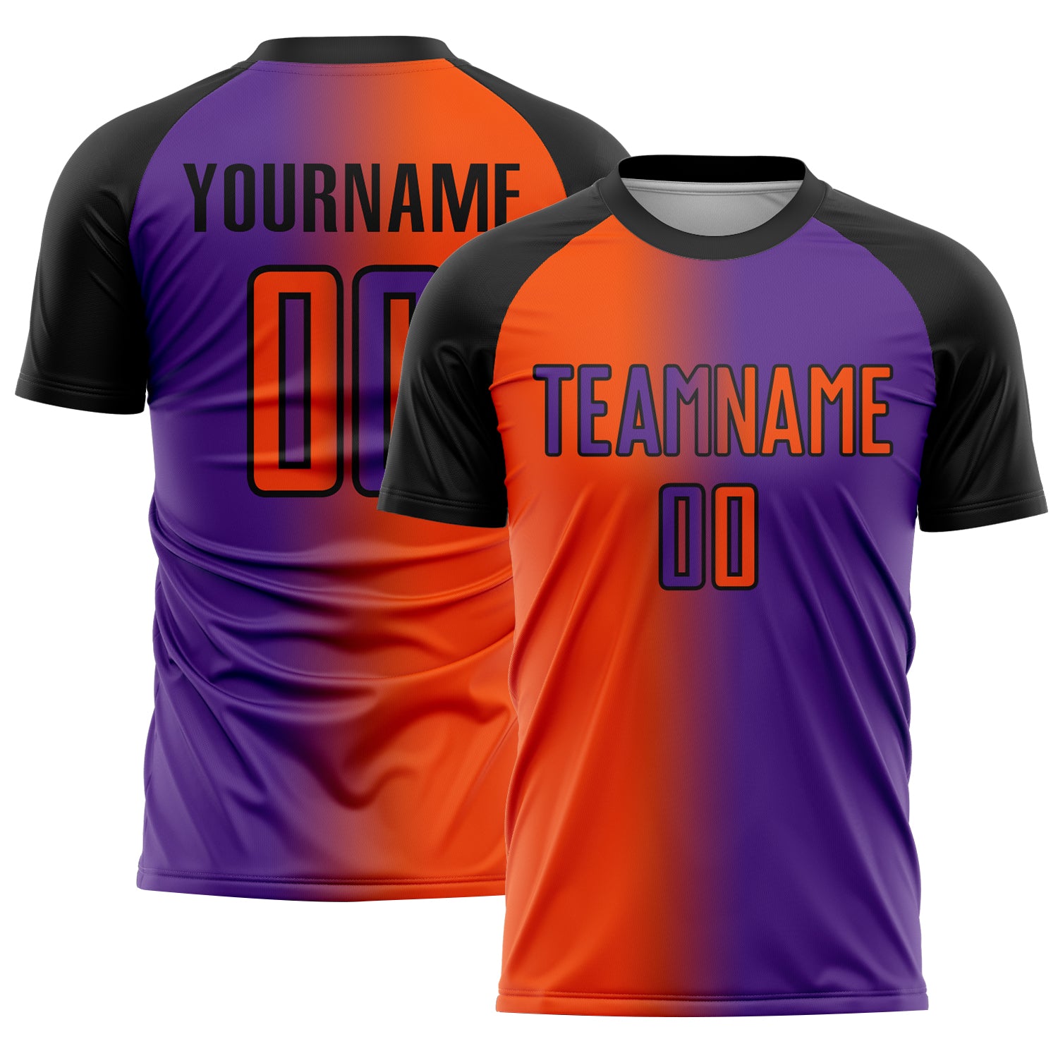 Custom Purple Orange-Black Sublimation Gradient Fashion Soccer Uniform Jersey