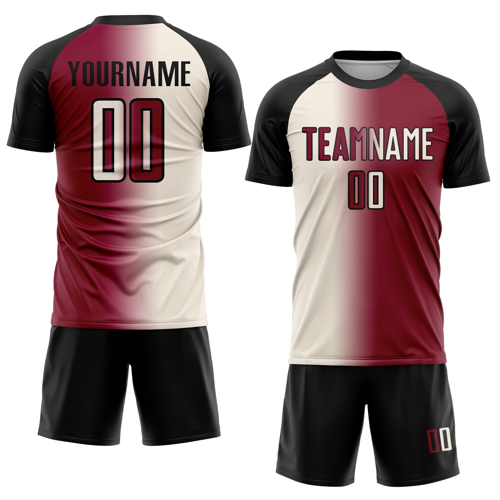 Custom Maroon Cream-Black Sublimation Gradient Fashion Soccer Uniform Jersey