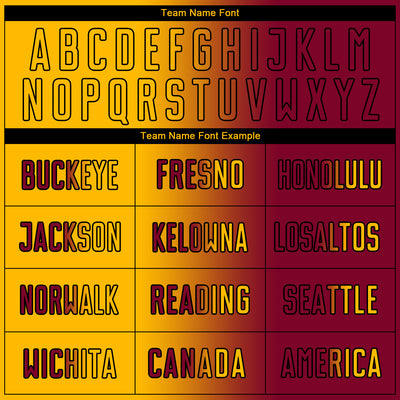 Custom Maroon Gold-Black Sublimation Gradient Fashion Soccer Uniform Jersey