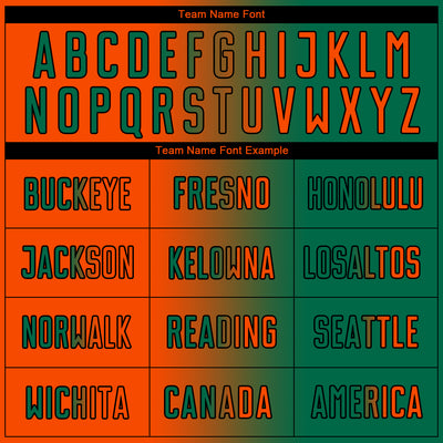 Custom Kelly Green Orange-Black Sublimation Gradient Fashion Soccer Uniform Jersey