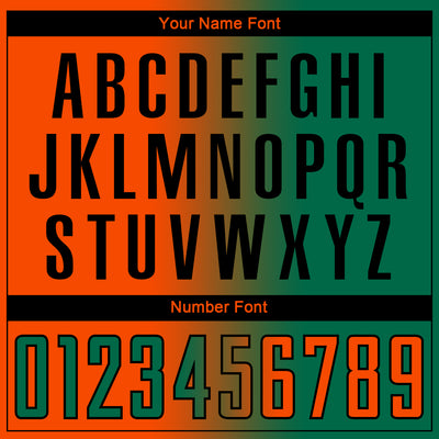 Custom Kelly Green Orange-Black Sublimation Gradient Fashion Soccer Uniform Jersey