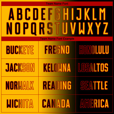 Custom Black Gold-Red Sublimation Gradient Fashion Soccer Uniform Jersey