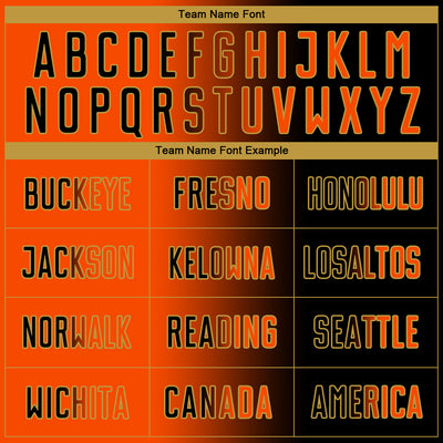 Custom Black Orange-Old Gold Sublimation Gradient Fashion Soccer Uniform Jersey