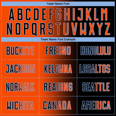 Custom Black Orange-Light Blue Sublimation Gradient Fashion Soccer Uniform Jersey