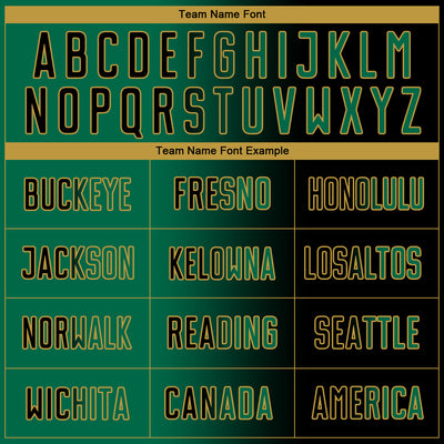 Custom Black Kelly Green-Old Gold Sublimation Gradient Fashion Soccer Uniform Jersey