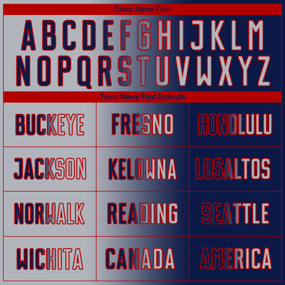 Custom Navy Gray-Red Sublimation Gradient Fashion Soccer Uniform Jersey