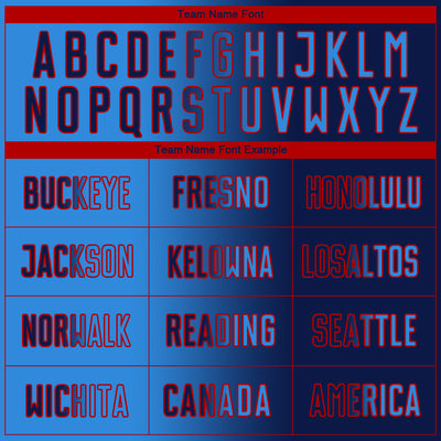 Custom Navy Powder Blue-Red Sublimation Gradient Fashion Soccer Uniform Jersey