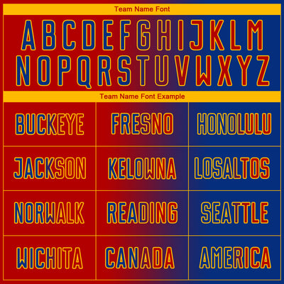 Custom Royal Red-Gold Sublimation Gradient Fashion Soccer Uniform Jersey