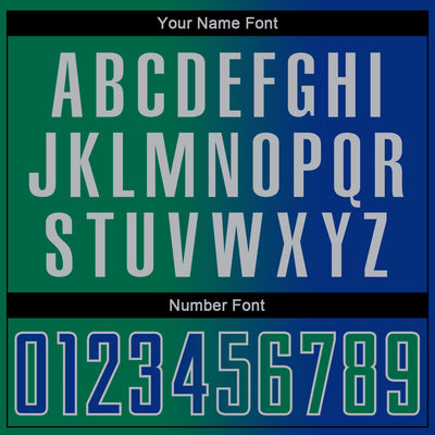 Custom Royal Kelly Green-Gray Sublimation Gradient Fashion Soccer Uniform Jersey