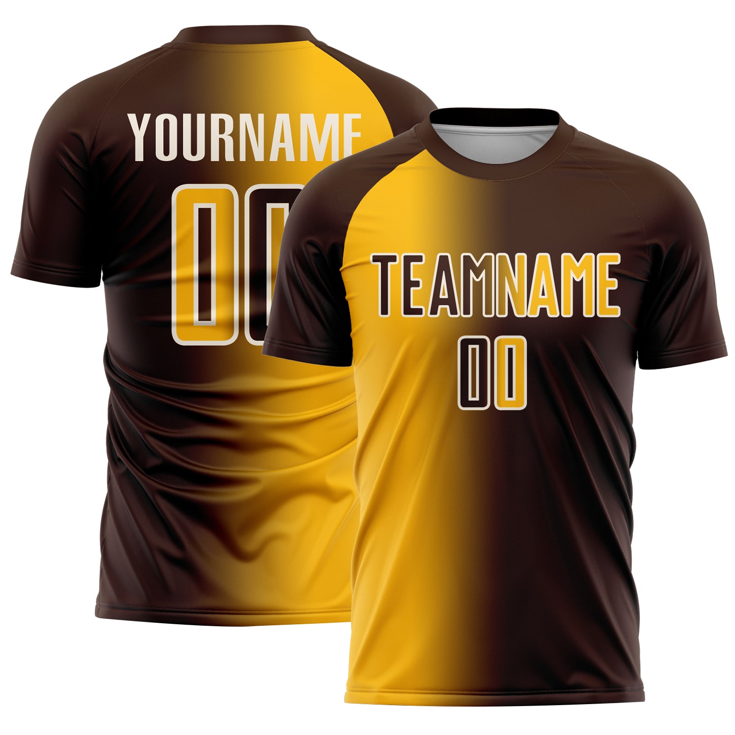 Custom Brown Gold-Cream Sublimation Gradient Fashion Soccer Uniform Jersey