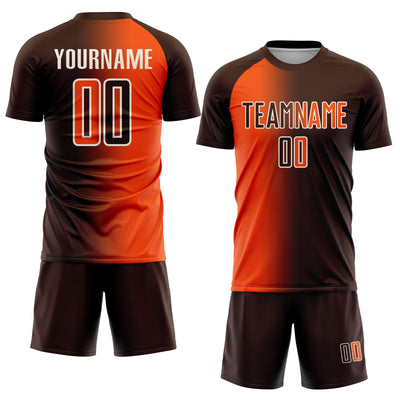 Custom Brown Orange-Cream Sublimation Gradient Fashion Soccer Uniform Jersey