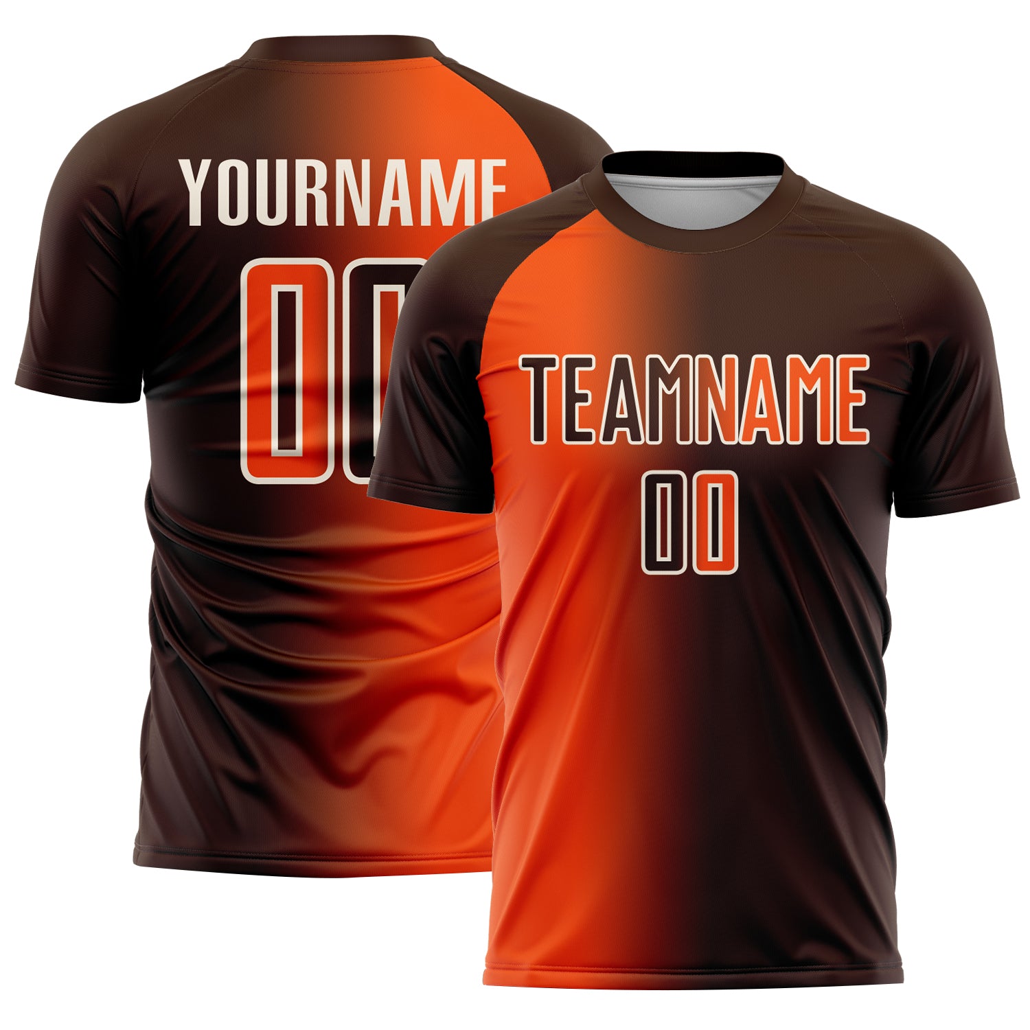 Custom Brown Orange-Cream Sublimation Gradient Fashion Soccer Uniform Jersey