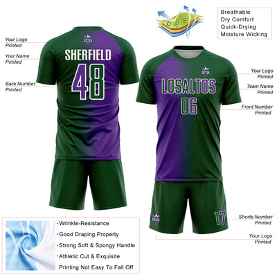 Custom Green Purple-Cream Sublimation Gradient Fashion Soccer Uniform Jersey