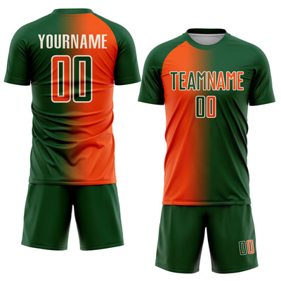 Custom Green Orange-Cream Sublimation Gradient Fashion Soccer Uniform Jersey
