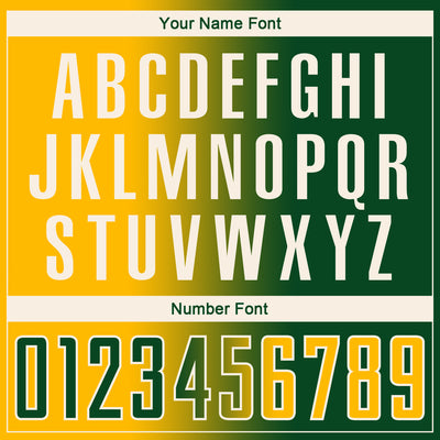 Custom Green Gold-Cream Sublimation Gradient Fashion Soccer Uniform Jersey