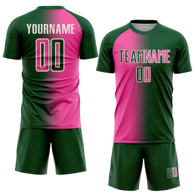 Custom Green Pink-Cream Sublimation Gradient Fashion Soccer Uniform Jersey