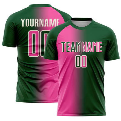 Custom Green Pink-Cream Sublimation Gradient Fashion Soccer Uniform Jersey