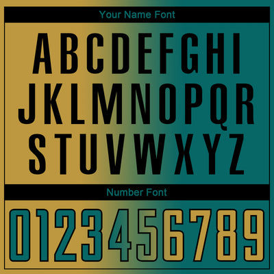 Custom Teal Old Gold-Black Sublimation Gradient Fashion Soccer Uniform Jersey