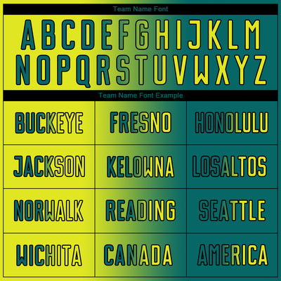 Custom Teal Neon Yellow-Black Sublimation Gradient Fashion Soccer Uniform Jersey