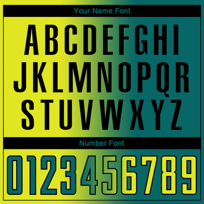 Custom Teal Neon Yellow-Black Sublimation Gradient Fashion Soccer Uniform Jersey