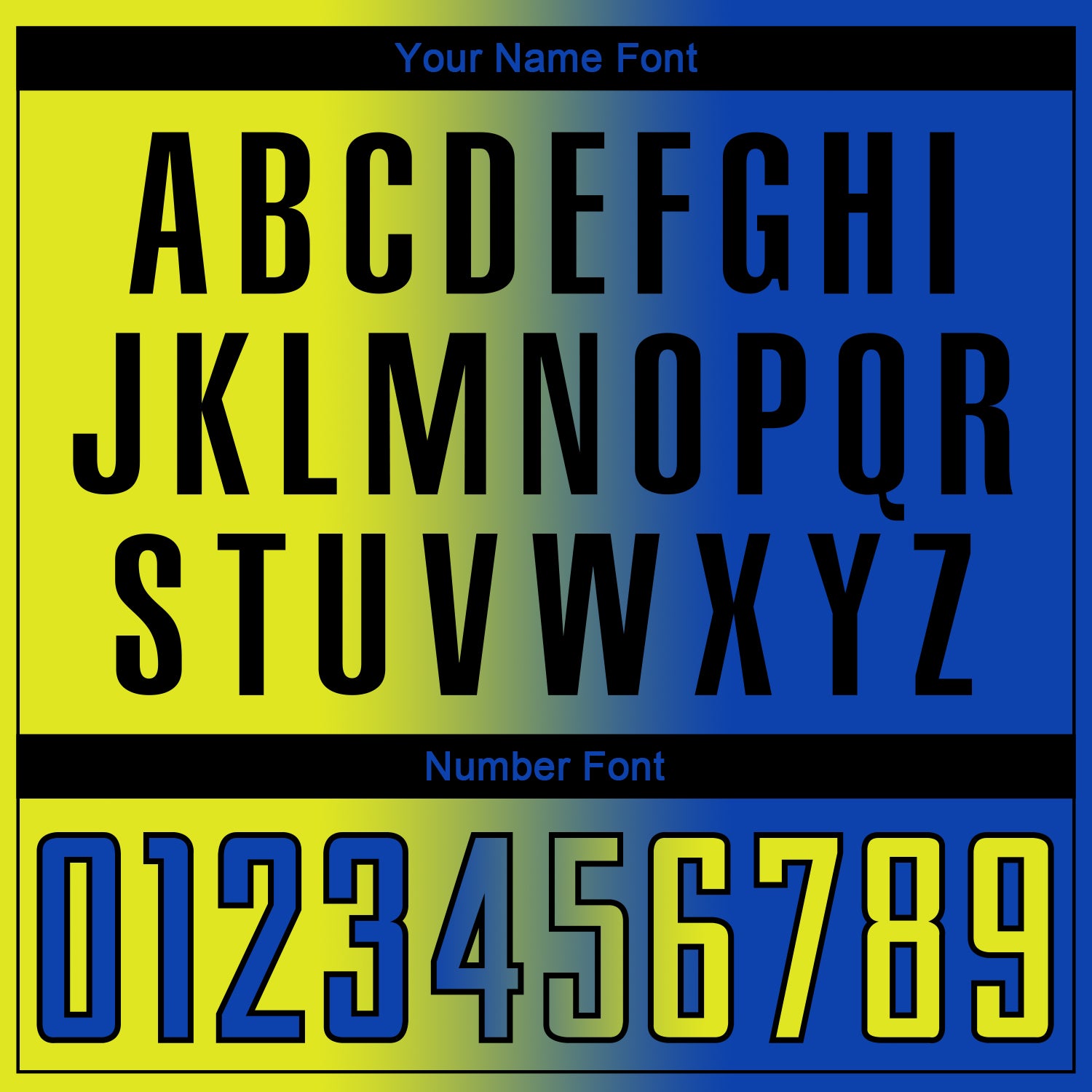 Custom Thunder Blue Neon Yellow-Black Sublimation Gradient Fashion Soccer Uniform Jersey