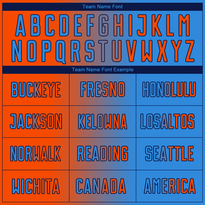 Custom Powder Blue Orange-Navy Sublimation Gradient Fashion Soccer Uniform Jersey