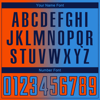 Custom Powder Blue Orange-Navy Sublimation Gradient Fashion Soccer Uniform Jersey