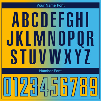 Custom Sky Blue Gold-Black Sublimation Gradient Fashion Soccer Uniform Jersey