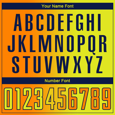 Custom Neon Yellow Bay Orange-Navy Sublimation Gradient Fashion Soccer Uniform Jersey