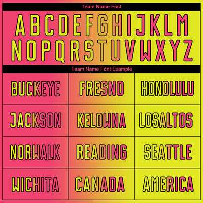 Custom Neon Yellow Neon Pink-Black Sublimation Gradient Fashion Soccer Uniform Jersey