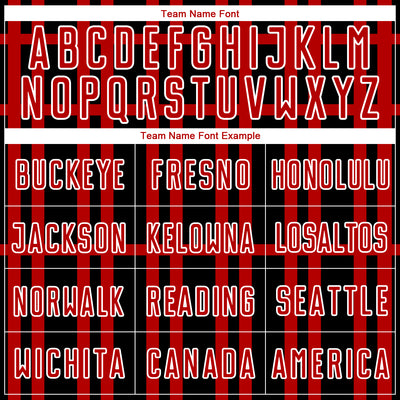 Custom Black Red-White Stripe Line Sublimation Soccer Uniform Jersey