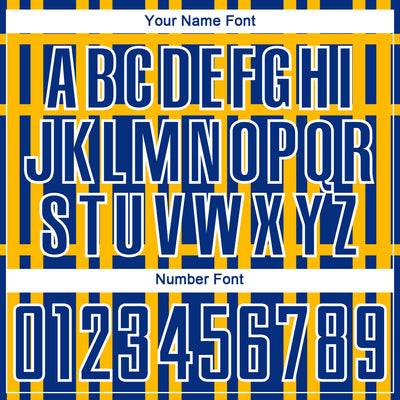 Custom Royal Gold-White Stripe Line Sublimation Soccer Uniform Jersey