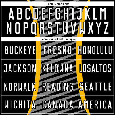 Custom Gold White-Black Stripe Line Sublimation Soccer Uniform Jersey