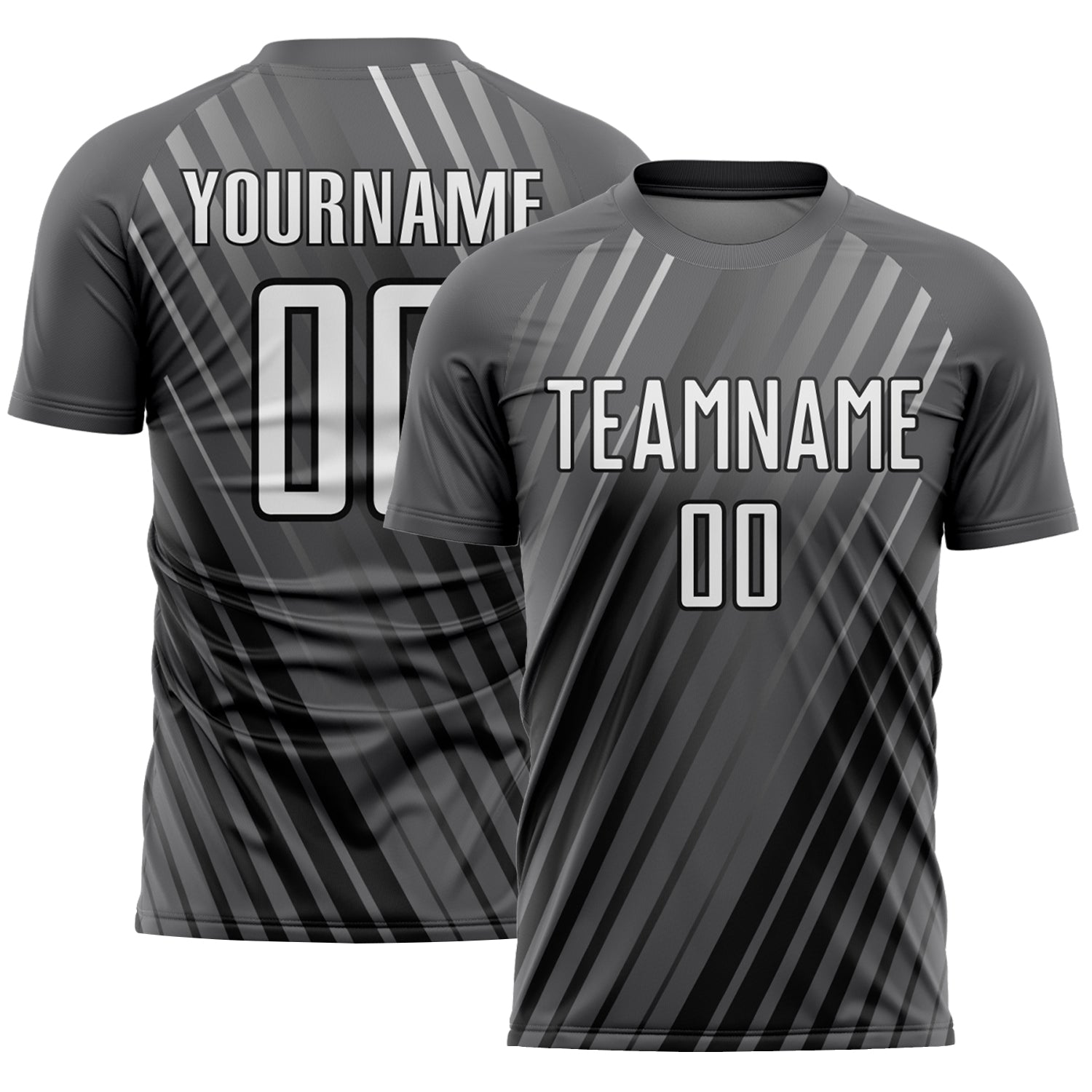Custom Steel Gray White-Black Stripe Line Sublimation Soccer Uniform Jersey