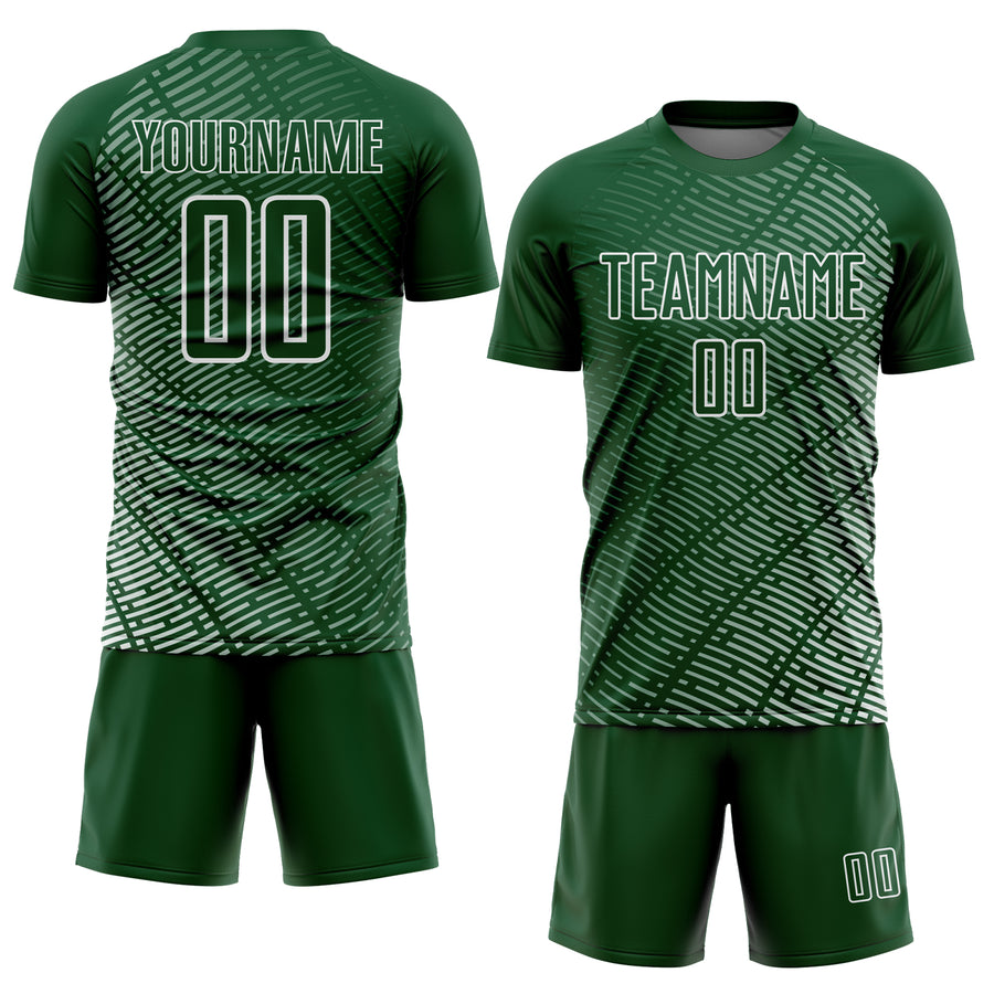 Custom Green White Stripe Line Sublimation Soccer Uniform Jersey