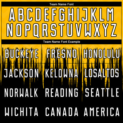 Custom Gold White-Black Gradient Dripping Splatter Art Sublimation Soccer Uniform Jersey