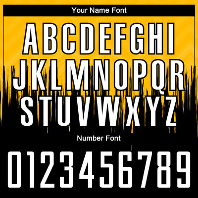 Custom Gold White-Black Gradient Dripping Splatter Art Sublimation Soccer Uniform Jersey