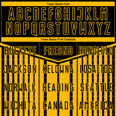 Custom Black Gold Stripe Line Sublimation Soccer Uniform Jersey